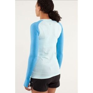 Lululemon 6 Run: Swiftly Tech Long Sleeve Blue ‎ Shirt Reflective W3037S